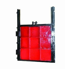 明杆式(shi)鑄鐵鑲(xiāng)銅方閘(zhá)門